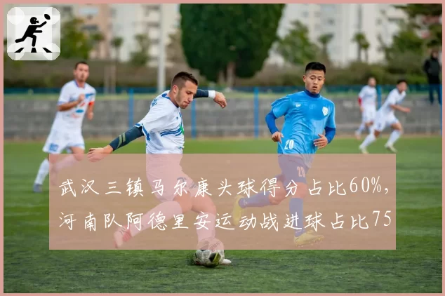 武汉三镇马尔康头球得分占比60%，河南队阿德里安运动战进球占比75%，进攻手段针对性对比